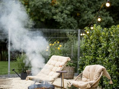 Atmospheric backyard with lounge place